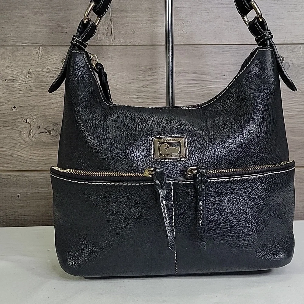 Dooney & Bourke Black Pebble Leather Shoulder Bag